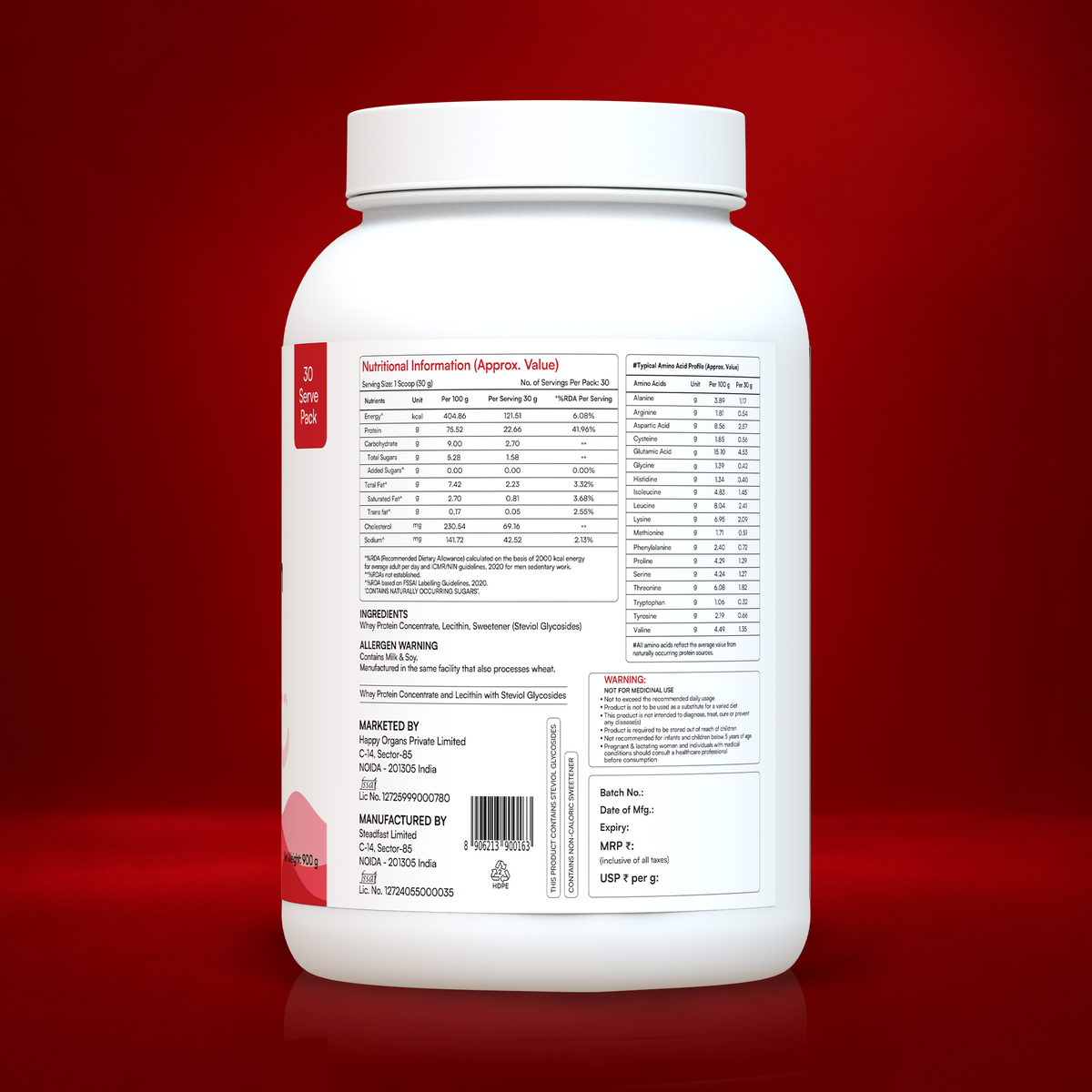 Unflavoured Whey Protein With Stevia