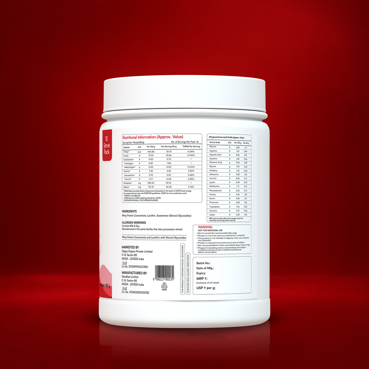 Unflavoured Whey Protein With Stevia